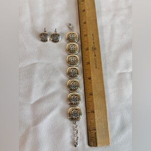 Brighton Spin Master Silver & Gold Plated Bracelet and Earrings Matching Set